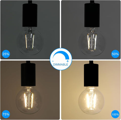 E ENERGETIC LIGHTING G25 LED Bulb, LED Filament Light Bulbs, 3CCT, 2700K/3500K/5000K,High Brightness, 60 W Equivalent,Classic Clear Glass, E26, 6 ...