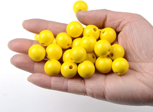 AD Beads Large Hole Wood Spacer Wooden Jewelry Making Bracelet Necklace Chandelier, Large Wooden Rosary Beads Craft Beads (16mm 100pcs, Yellow)...