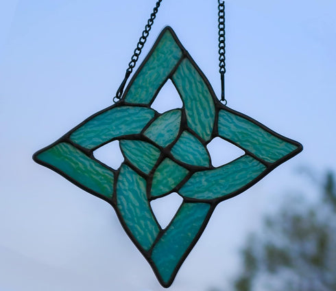 Celtic Trinity Knot Stained Glass Window Hanging Suncatcher Ornament,Irish Decoration Handmade Birthday Gifts for Women Parents Aunt Sister,St Pat...