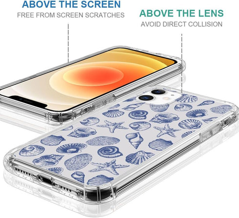 DAIZAG Case Compatible with iPhone 11,Cute Blue Seashell Phone Case for Girl Women,Four Corner Airbag Transparent Soft Clear Phone Case for iPhone...