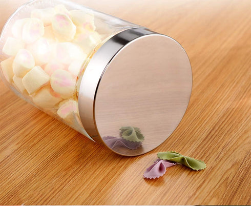 Lawei 6 Pack 27 Oz Clear Glass Jars with Stainless Steel Lids - Glass Food Canister Set Food Storage Jars for Cookie Rice Beans Pasta Snacks...