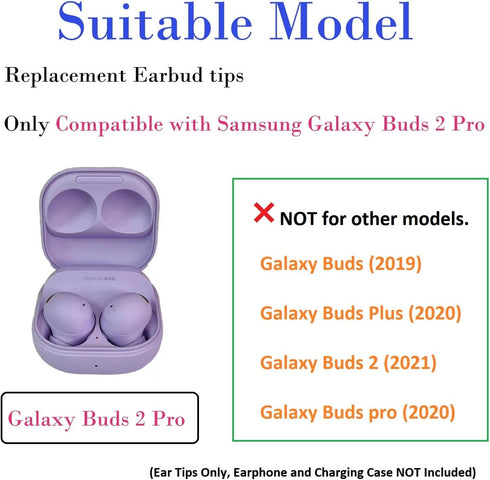 Purple Earbud Tips 6 Pairs S/M/L Earbud Covers Rubber Replacement Earbud Tips Ear Bud Replacement Pieces Silicone Compatible with Samsung Galaxy B...