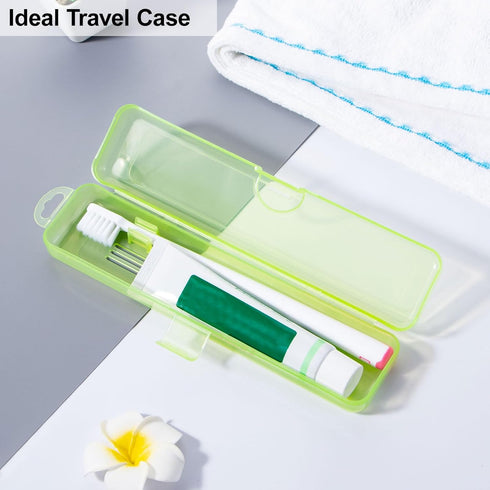 Toothbrush Case 2 Packs, Transparent Green Toothbrush Travel Case, Plastic Toothbrush Holder Travel Size, 7.87 x 1.85 x 1.18 inches Portable Tooth...