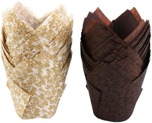 Cupcake Liner Baking Cups 100pcs 2 Colors Cake Wrapper Bakeware Muffin Baking Liner Grease-Proof Paper For Wedding Birthday Party DIY Baking Tool...