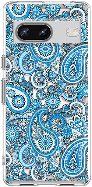 for Google Pixel 7 Case, Fun Paisley Pattern Ethnic Art Style Cool Floral Bandana Design Transparent Soft TPU Protective Clear Case Compatible for...