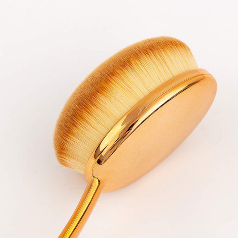 Large Rose Gold Foundation contour Round Toothbrush Oval Makeup Brushes 4pcs...