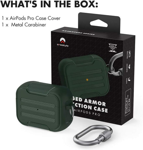 AhaStyle AirPods Pro Case Cover Rugged Hard Shell Protective Case Cover Accessories Shockproof Compatible with Apple AirPods Pro 2019(Midnight Gre...