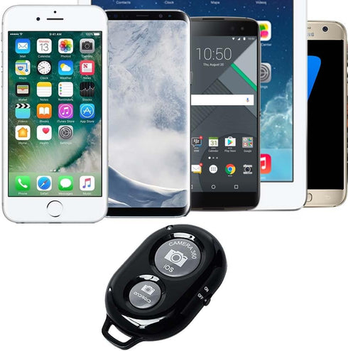 2 Pack eCostConnection Wireless Remote Control Shutter Button for iPhone and Android Smartphones, Black, Microfiber Cleaning Cloth...