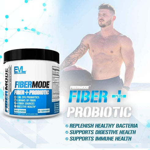 Evlution Nutrition FiberMode - Fiber + Probiotic Powder - Digestive Health & Immune Support - 1bil CFU Probiotics + 5g Fiber - Gluten Free & Vegan...