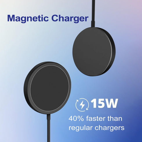 2 Pack Wireless Charger 15W - Fast Magnetic Charging for iPhone 15/14/13/12, Airpods Pro/2/3, iPhone X-11 with 2 Extra Magnetic Rings - Adaptable ...