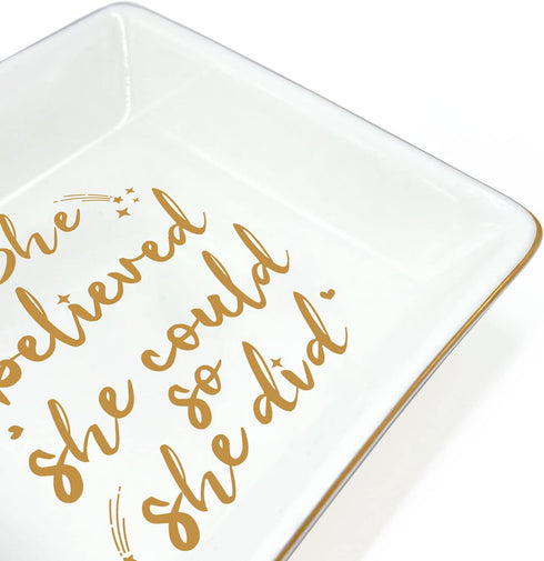 Valentines Jewelry Dish Tray Graduation Gifts for Women Spiritual Trinket Tray Ring Mothers Day Gifts She Believed She Could So She Did Congratula...