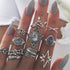 11 Pcs Bohemian Stackable Joint Knuckle Ring Set Carved Flower Star Leaf Gemstone Midi Ring Vintage Finger Rings for Women...