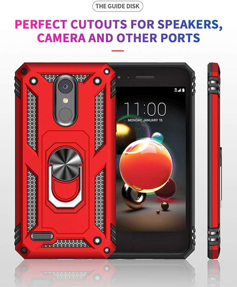 Military Grade Drop Impact for LG Aristo 3 Case,Aristo 2 Case Aristo 2 Plus/Rebel 4 LTE/Phoenix 4/Zone 4 Metal Rotating Ring Kickstand Holder Armo...
