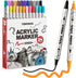 TRANSON 24 Color Bold and Fine Dual-tip Acrylic Paint Pen Set for Canvas Rock Wood Leather Ceramic DIY Painting...
