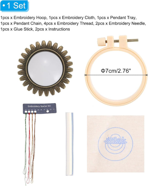 PATIKIL Embroidery Necklace Kit, Embroidery Kit for Beginners Cross Stitch Kits for Beginners Embroidery Kits Small Pendant Hand Crafts for Adults...