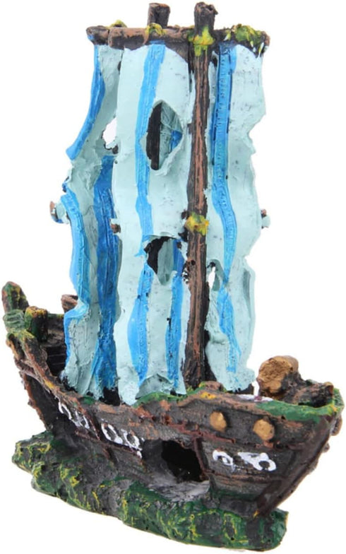 Housoutil Aquarium Submarine Ornaments Pirate Fish Tank Scenery Decoration Desk Topper Tabletop Pirate Decor Aquarium Boat Wreck Aquarium Decorati...