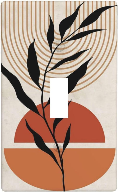 Boho Modern Leaves Single Toggle Light Switch Plate Decorative Electrical Wall Plates, 1 Gang Light Switch Cover Plate 2.75" X 4.5" For Kitchen Be...