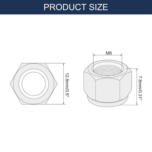 uxcell 10Pcs M8 x 1.25 Nylon Insert Hex Lock Nut, Carbon Steel Self-Locking Nylon Insert Stop Nut for Industrial Construction Fasteners, Black&Bla...