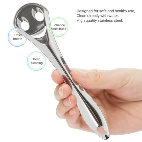 Tongue Scraper |Clean Tongue for Fresher Breath - 100% Stainless Steel Oral Hygiene ToolDesigned for both kids and adults, with travel case, Silve...