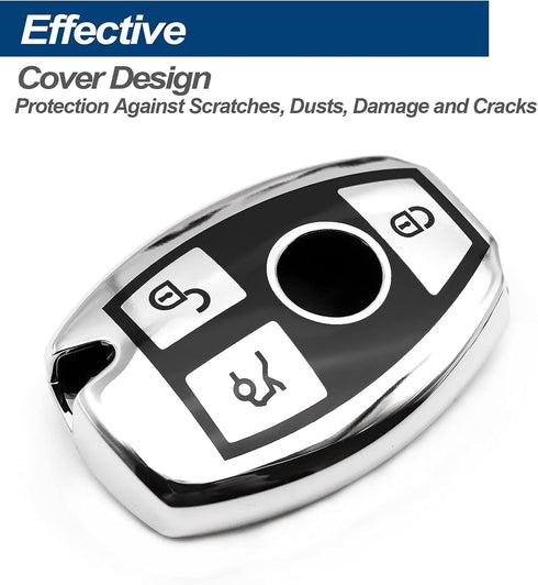 Fit for Mercedes Benz C E S G M CLS CLK G R Class Sprinter 300 Series TPU Key Fob Remote Cover Case Shell Glove Pouch Holder Protector Keyless Ent...