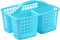 ALINK Plastic Shower Caddy Basket with Compartments, Portable Divided Cleaning Supply Storage Organizer with Handle for College Dorm Bathroom -Blu...