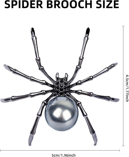Parts Express Victorian Style Mother of Pearl Body and Micro Pave Spider Brooches Pins Silver Tone Goth Accessories Pins for Backpacks Aesthetic B...