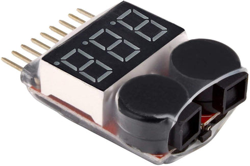 5PCS 2in1 1-8s Lipo Battery Voltage Tester,RC Low Voltage Buzzer Alarm,Battery Monitor Checker Tester for 1-8s Lipo/Li-ion/LiMn/Li-Fe...