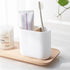Toothbrush Holders Bamboo Electric Toothbrush Holder Bathroom Storage Organizer Countertop for Toothpaste, Floss, Razor, 2 Pack White...