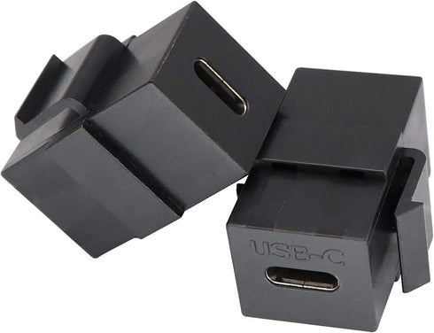 USB C Keystone Jack, Traovien USB 3.1 Type-C Connector Keystone Insert Female to Female, Coupler Type for Wall Plate Outlet Panel-Black(1pcs)...