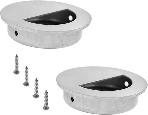 2 Pack Closet Door Finger Pulls, Hidden Concealed Recessed Sliding Door Pocket Door Pull Handle,Stainless Steel Round Closet Knob Flush Finger Cab...