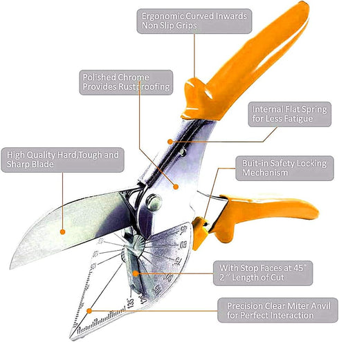 Multi Angle Miter Shear Cutter, 45-135 Degree Adjustable Angle Scissors Trim Shears Hand Tools For Cutting Soft Wood, Plastic, Pvc And Other...