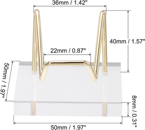 PATIKIL 2" x 2" x 1.5" Acrylic Display Stands, Display Easel Holder Metal Arm Crystal Display Stand for Mineral Gemstone Style 1, Clear...