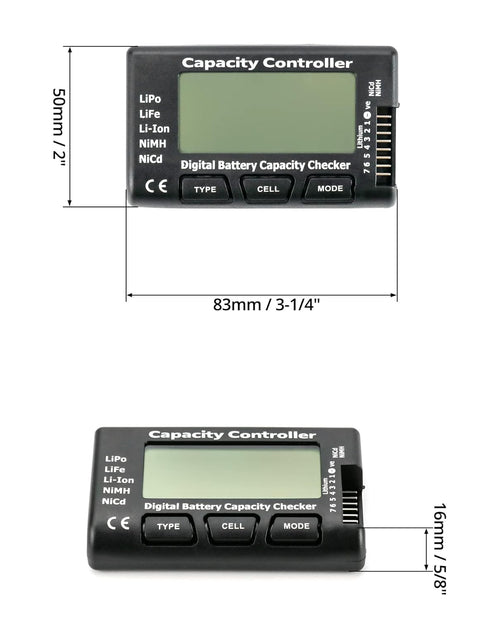 QWORK RC Cellmeter 7 Digital Battery Capacity Checker, Controller Tester Voltage Tester Battery Capacity Checker for LiPo Life Li-ion NiMH Nicd Ba...