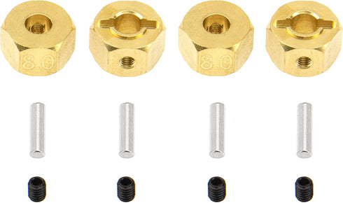 Brass 12mm Wheel Drive Hex Hub Adapter with Pins Counterweight Compatible with Axial SCX10 90046 Tamiya CC01 D90 Redcat Gen7 1/10 RC Crawler Car (...