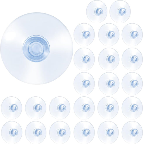 24Pcs Small Suction Cups,Glass Suction Cups 40Mm Clear PVC Rubber Window Suction Cups without Hooks,for Home Kitchen and Bathroom Windows Glass Do...