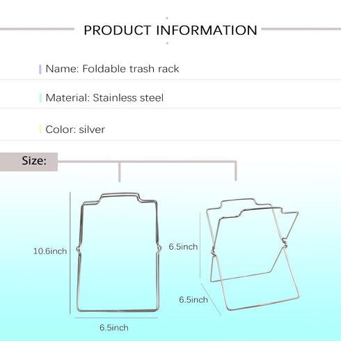 Countertop Folding Trash Bag Holder, Stainless Steel Garbage Bag Support Stand Portable Metal Trash Bag Bracket, Foldable Counter Top Plastic Bag ...
