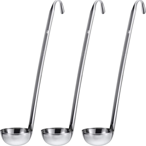 meekoo 3 Pieces Stainless Steel Ladle Soup Handle Ladle with Pouring Rim for Kitchen Cooking Soup Sauce(1 oz)...