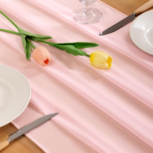 Socomi Blush Pink Chiffon Table Runner Easter Spring Boho Rustic 10ft 29x120 Inches Wedding Runner Sheer Bridal Shower Decorations...