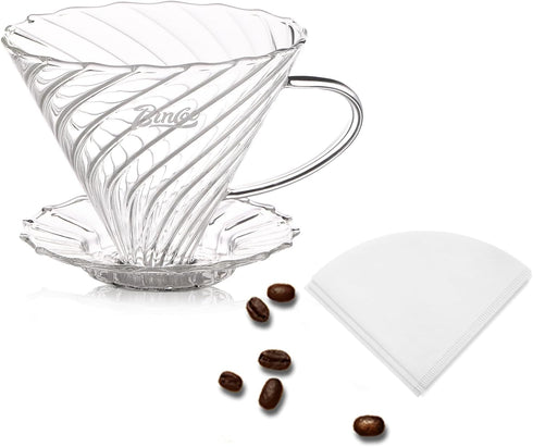 Bincoo Coffee Dripper,with 40 coffee filters Resuable Pour Over Coffee Maker With Handle, Slow Brewing Coffee Pour Over for Cafe, Travel, Home&Off...