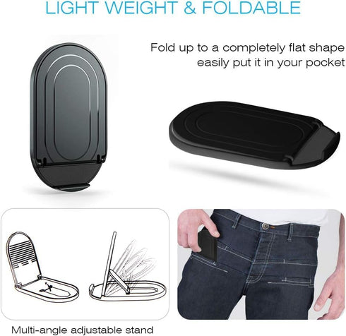 Cell Phone Stand for Desk, 6 Pack Black Phone Stand Portable Foldable Desktop Cell Phone Holder Adjustable Universal Multi-Angle Cradle Kickstand ...