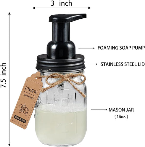 Amolliar Mason Jar Bathroom Accessories Set(4 Pack) - Foaming Soap Dispenser&Qtip Holder Set&Toothbrush Holder-Rustic Farmhouse Decor Bathroom Org...