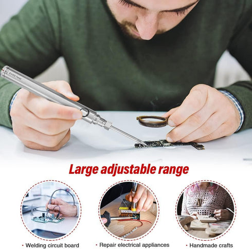 Digital Soldering Iron Tool Set, Rechargeable Cordless Solder Tool Adjustable Temperature, Welding Tool Kit with 3pcs Soldering Iron Tip, USB char...