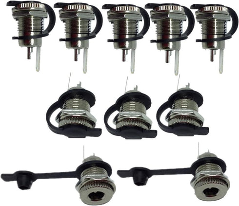 Lsgoodcare 10Pack 5.5 x 2.1 MM 8A-10A DC Power Jack Socket Threaded Female Mount Connector Adapter with Dustproof Plug...