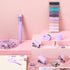 Mini Office Supplies, Purple School Supplies with Sticky Notes,Mini Stapler,Tape Dispenser,Hole Punch,Staple Remover,Staples,Clips,Scissor,Pen (Pu...