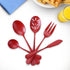 Serving Utensils Set, Red 5-Piece Hostess Set, Stainless Steel Silverware Flatware Cutlery Serving Set, Dishwasher Safe...