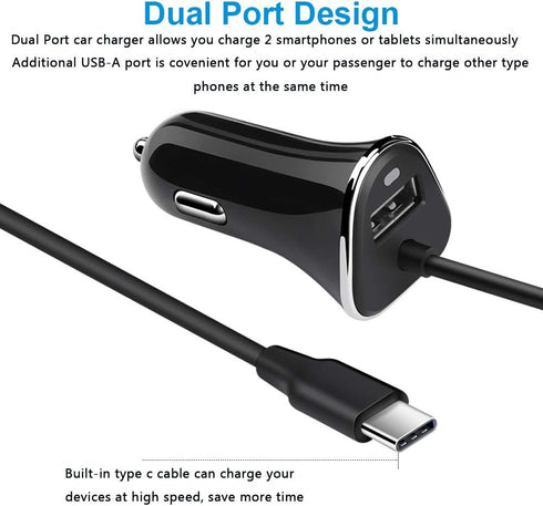 3.4A USB C Car Charger Fast Charging Adapter for Samsung Galaxy S23 S22 S21 Ultra S20 FE Note 20 S10E S10 S9 S8 A54 A14 A53 A13 A23 A20 A21 A50 A5...