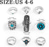 ELABEST Boho Western Ring Set Turquoise Cactus Arrow Joint Knuckle Finger Rings Sets for Women...