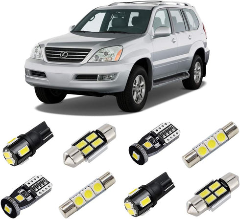 White Interior LED Lights Kit for Lexus GX470 2003 2004 2005 2006 2007 2008 2009 Super Bright 6000K Interior LED Bulbs Package + License Plate Lig...