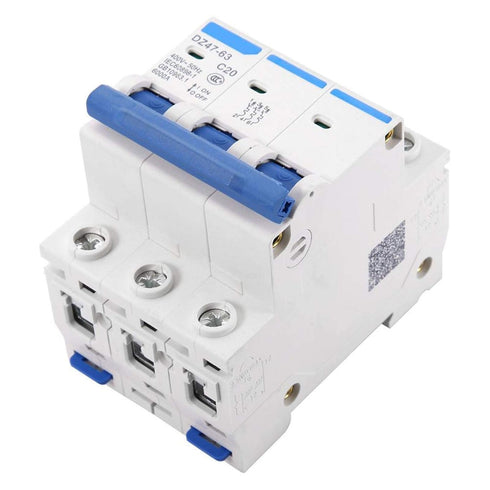 Mini Circuit Breaker, 3 Pole MCB Miniature AC 400V 6/10/16/20A Circuit Breaker, Overload Protection for Combiner Box for DC Systems(20A)...