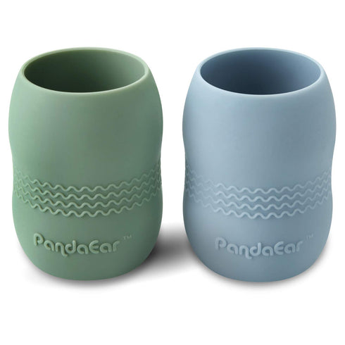 PandaEar 2 Pack100% Tiny Silicone Drinking Training Cup for Baby and Toddler (Blue/Green)...